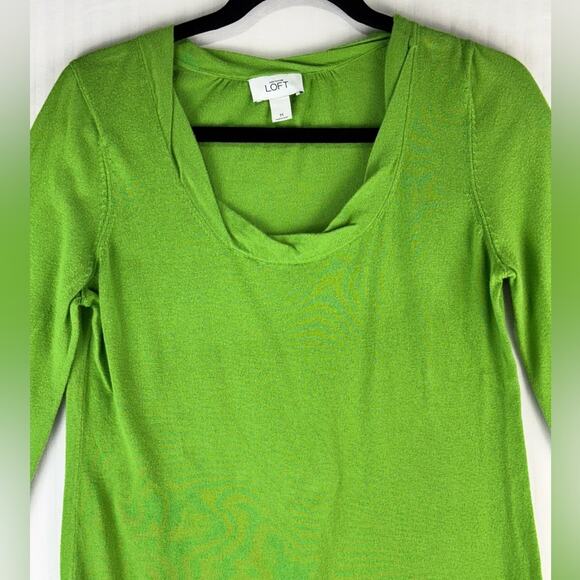LOFT Kelly Green 3/4 Sleeve Pima Cotton Sweater Shirt Women’s Size Medium - Picture 3 of 6